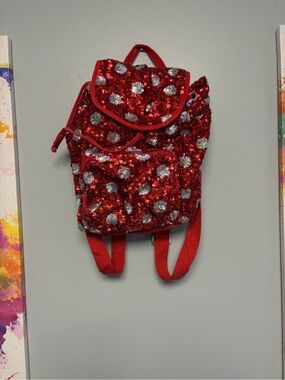 Disney Red Sequin Backpack with Iridescent Polka Dots